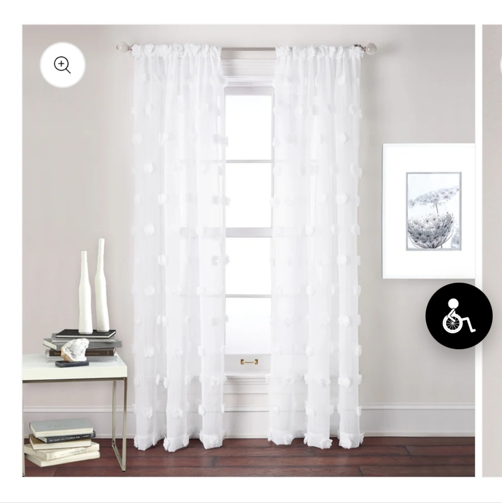 Dkny sheer snowball curtain panel white 50 x 84